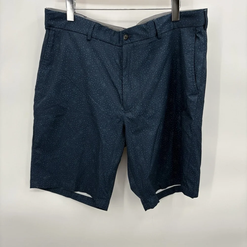 Walter Hagen Mens Performance 11 Flat Front Golf Shorts Navy W/stars Size 40 10